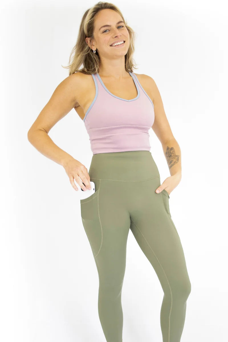 Shaper Move Leggings Pockets Olive Full Length- FINAL SALE ONLY Mum Tum Hiding FINAL SALE