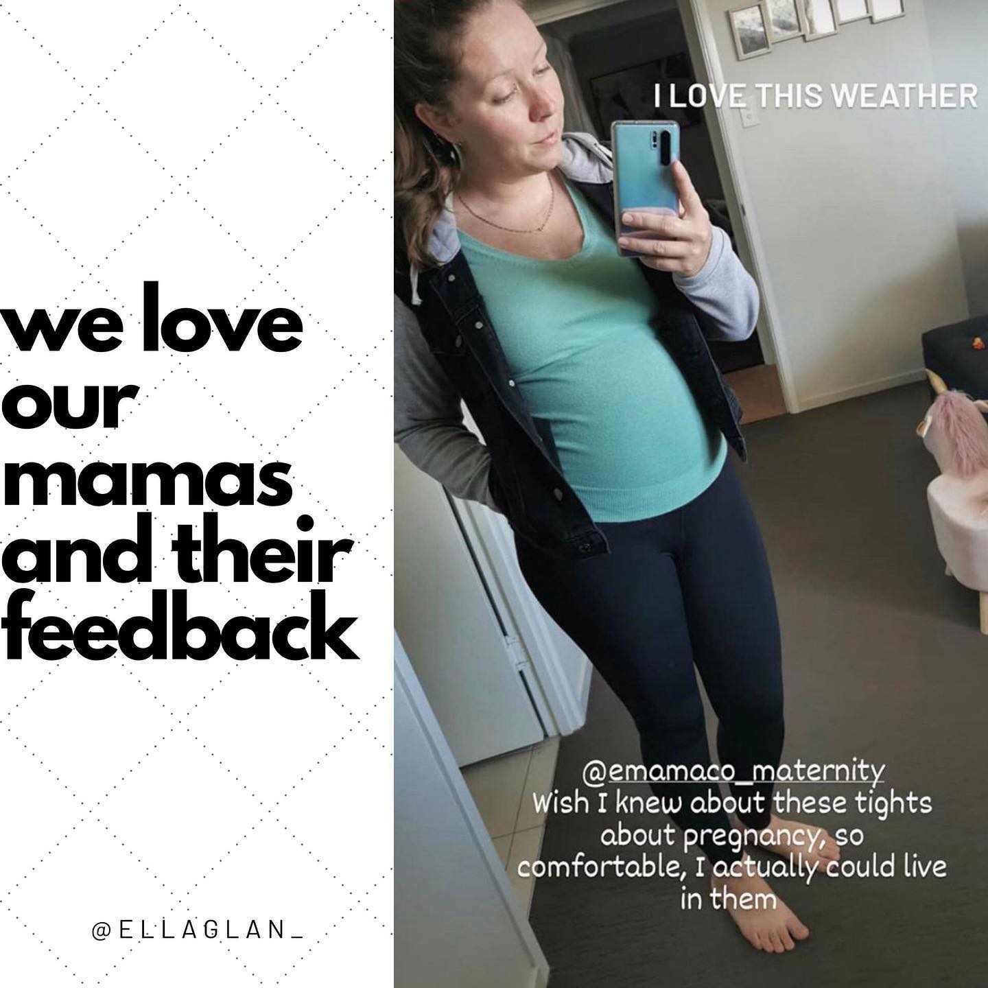 Emama Maternity Leggings Full Length + Pockets - Black