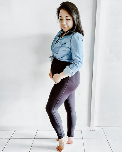 7/8 Pocket Maternity Leggings - Black