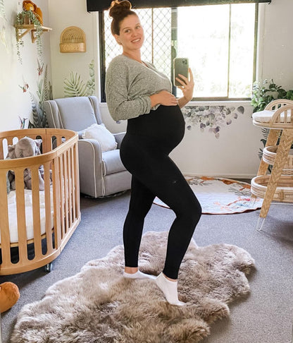 7/8 Pocket Maternity Leggings - Black