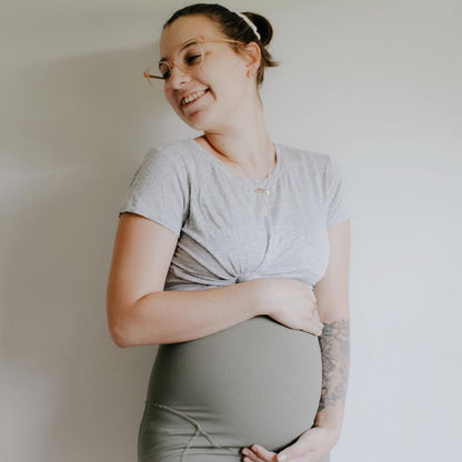 3/4 Maternity Leggings + Pockets - Olive FINAL SALE
