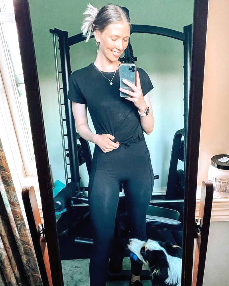 3/4 Shaper Move Leggings + Taschen - Schwarz | Bauch kaschierend ABVERKAUF