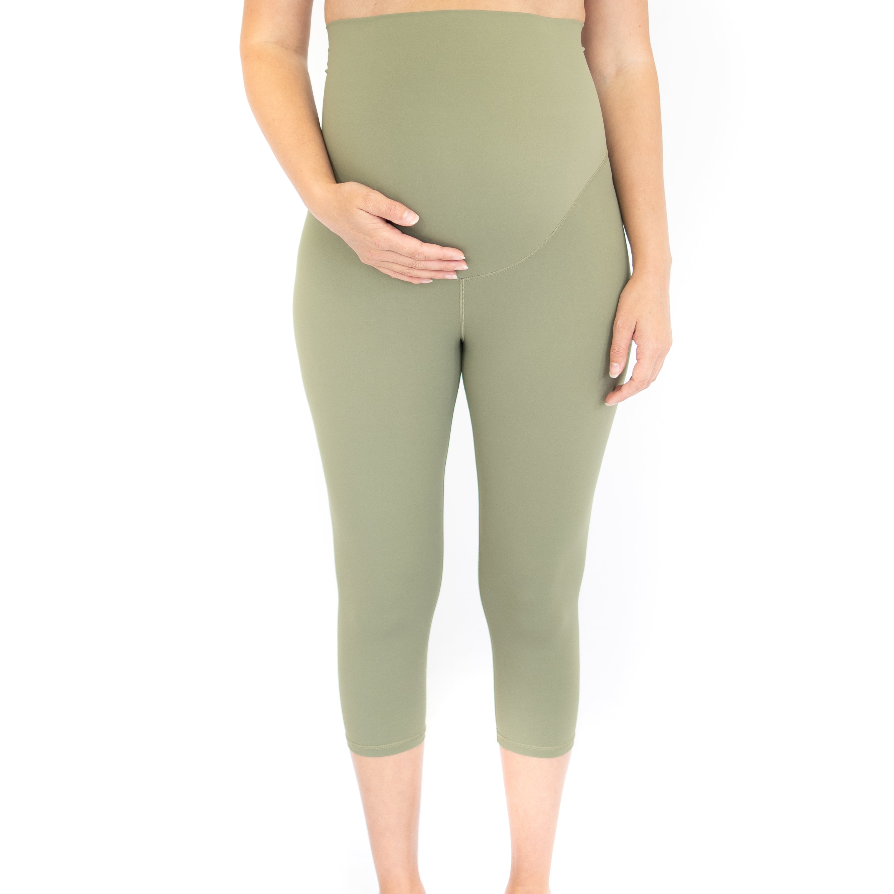 3/4 Maternity Leggings in Olive Green emamaco