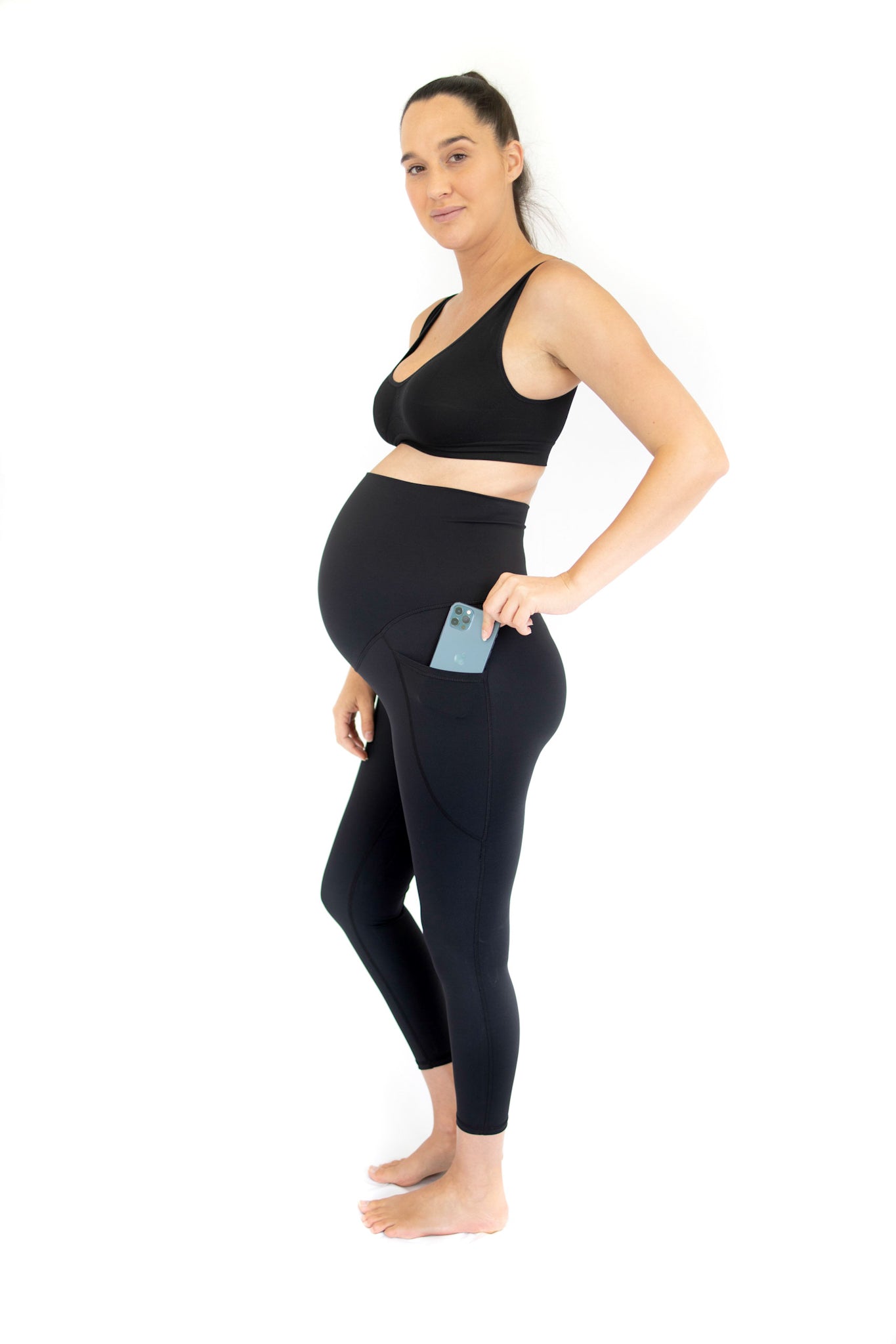 7/8 Maternity Leggings with Pockets in Black – emamaco